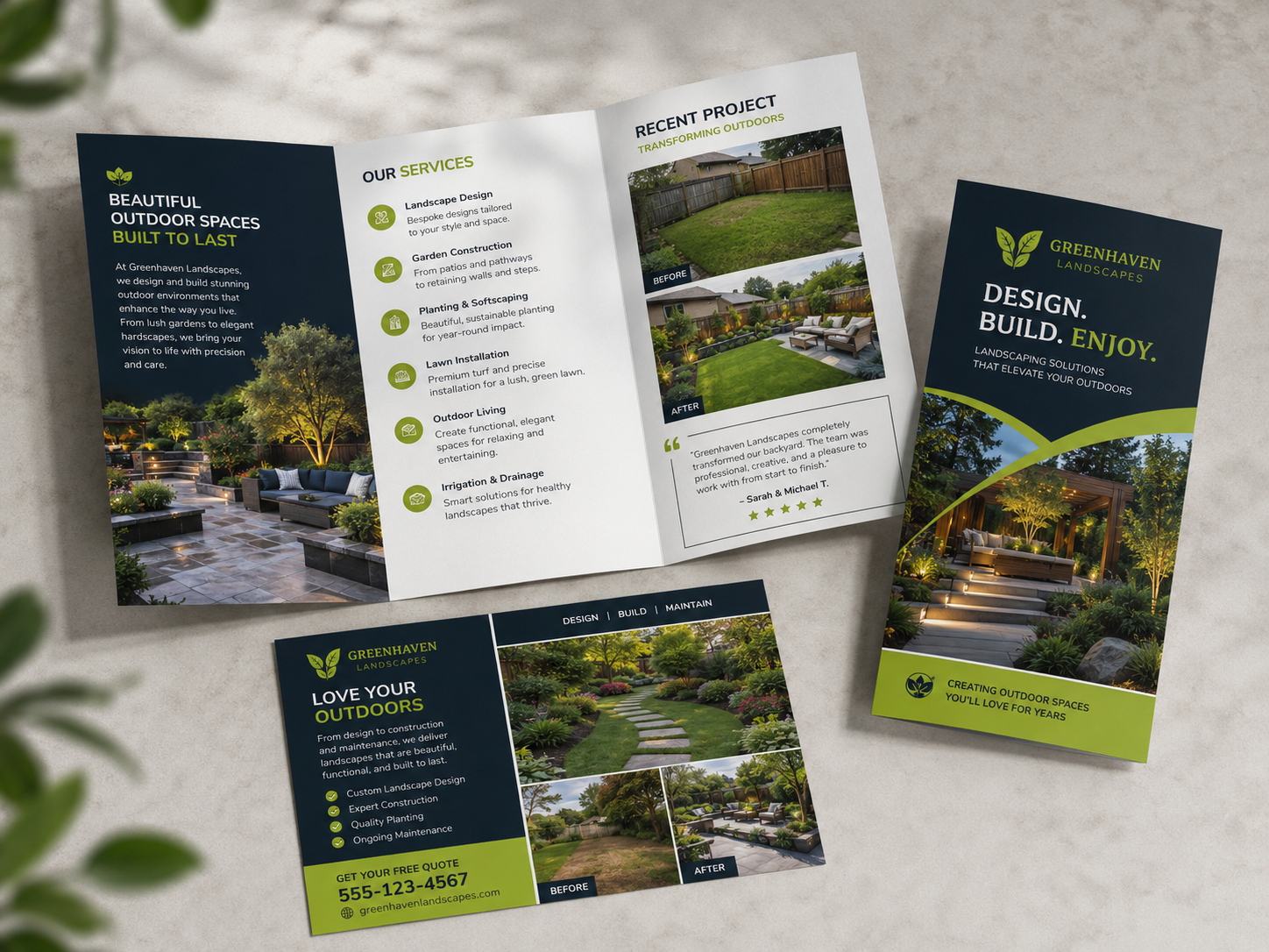 Landscaping flyer and brochure marketing mockup